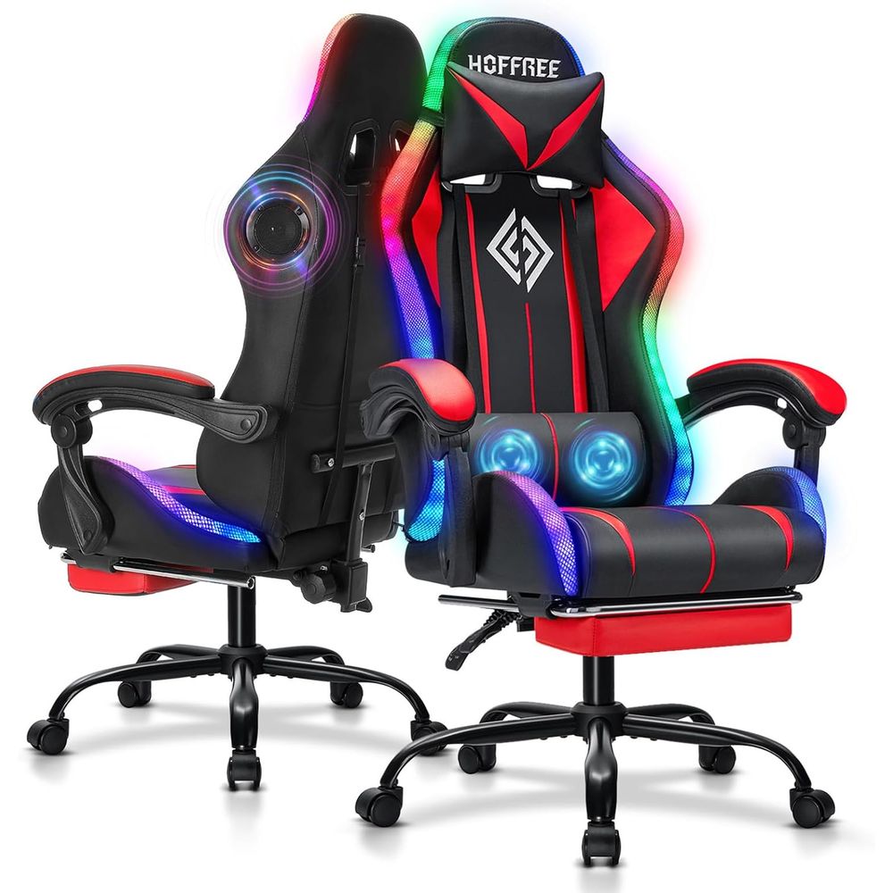 Massage - Krzesło gamingowe RGB z głośnikami Bluetooth